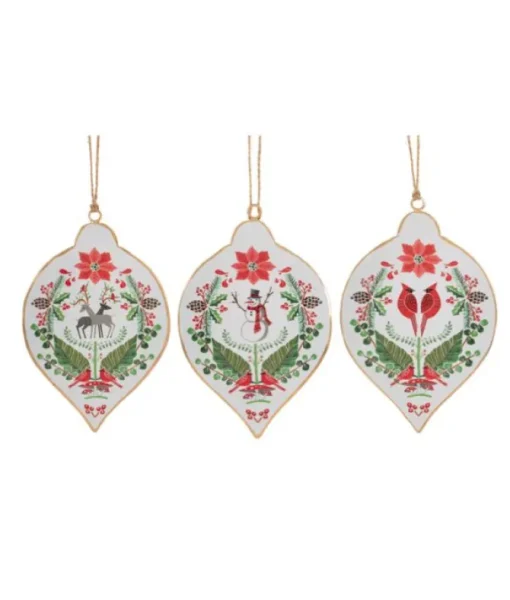 Ornement bonnhomme de neige damask