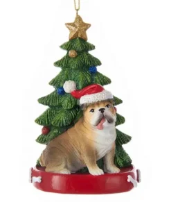 Ornement Bulldog avec sapin