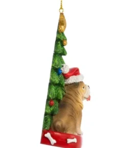 Ornement Bulldog avec sapin