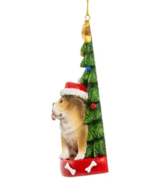 Ornement Bulldog avec sapin
