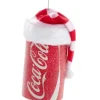 Ornement, canette de Coca Cola givrée avec tuque festive