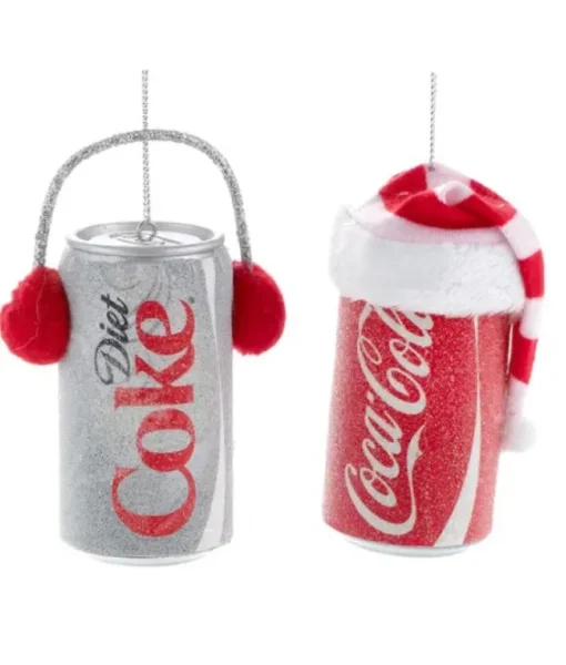 Ornement, canette de Coca Cola givrée avec tuque festive