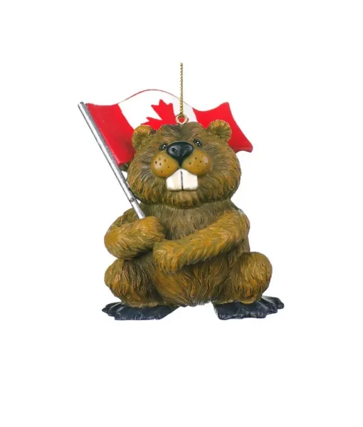 Ornement castor avec drapeau du Canada