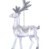 Ornement, cerf en acrylique transparent, avec bois et queue scintillants