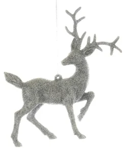 Ornement, cerf majestueux à paillettes argentées