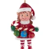 Ornement, "Chapeau rouge", Madame Lutin avec canne en bonbon décorée