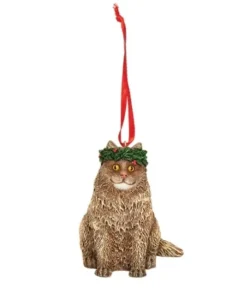 Ornement, chat avec couronne de Noël