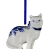 Ornement chat bleu delft