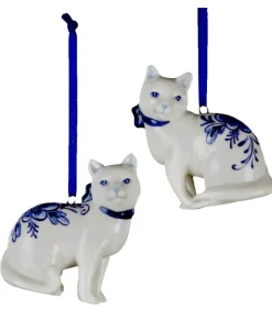 Ornement chat bleu delft