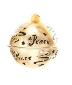 Ornement, cloche dorée, avec motif "Peace "