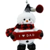 Ornement de bonhomme de neige avec message de bannière "J'aime papa" I Love Dad