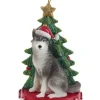 Ornement de Husky sibérien avec sapin