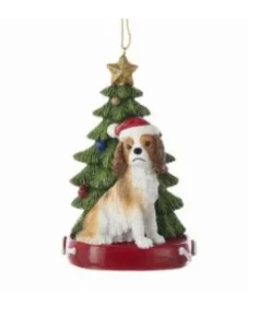Ornement de épagneul Cavalier King Charles avec sapin