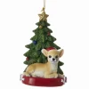 Ornement de sapin personnalisable, chihuahua avec arbre de Noël, en résine