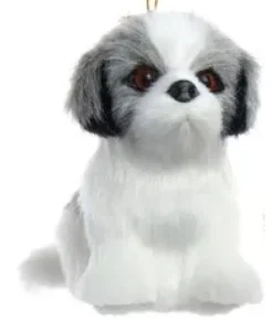Ornement de shih tzu gris en peluche
