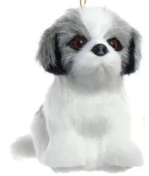 Ornement de shih tzu gris en peluche