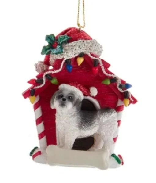 Ornement de Shih-Tzu noir avec sa niche