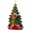 Ornement de Yorkshire Terrier avec sapin