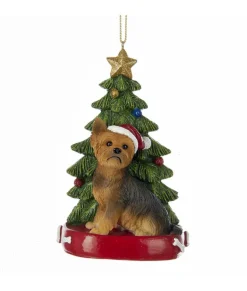 Ornement de Yorkshire Terrier avec sapin