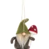 Ornement en tissu, un gnome en laine marron foncé