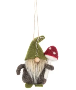 Ornement en tissu, un gnome en laine marron foncé