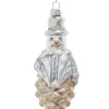 Ornement en verre, bonhomme de neige rustique