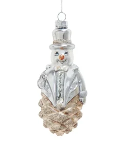 Ornement en verre, bonhomme de neige rustique