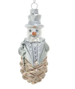 Ornement en verre, bonhomme de neige rustique
