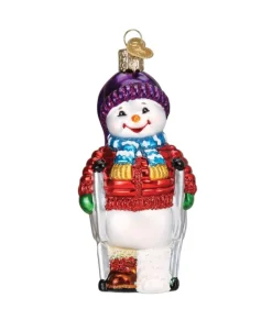 Ornement en verre, Bonhomme de neige avec des béquilles