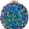 Ornement en verre, boule à paillettes paon