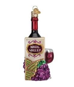 Ornement en verre, Bouteille de Vin, "Napa Valley"