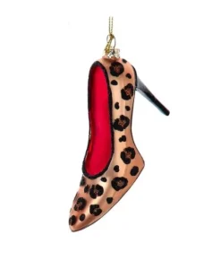 Ornement en verre, chaussure à talons hauts à motif peau de léopard
