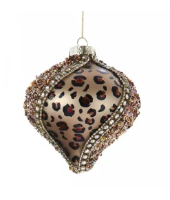 Ornement en verre de fleuron orné de bijoux, motif peau de léopard