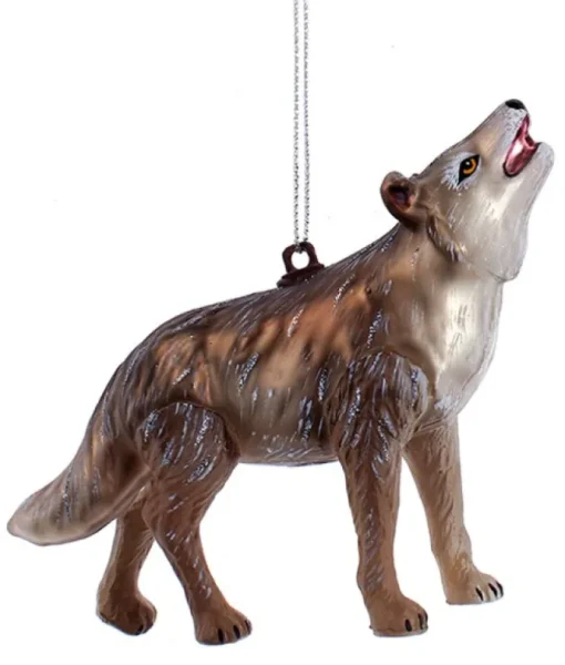 Ornement en verre, Loup gris, Debout