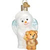Ornement en verre, nounours avec ange