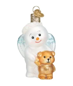 Ornement en verre, nounours avec ange