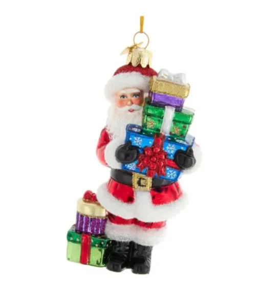 Ornement en verre, Père Noël avec des cadeaux