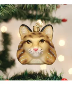 Ornement en verre, tête de lynx roux
