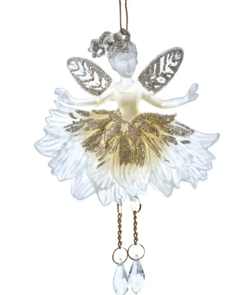Ornement, fée acrylique claire avec des accents d’or et d’argent