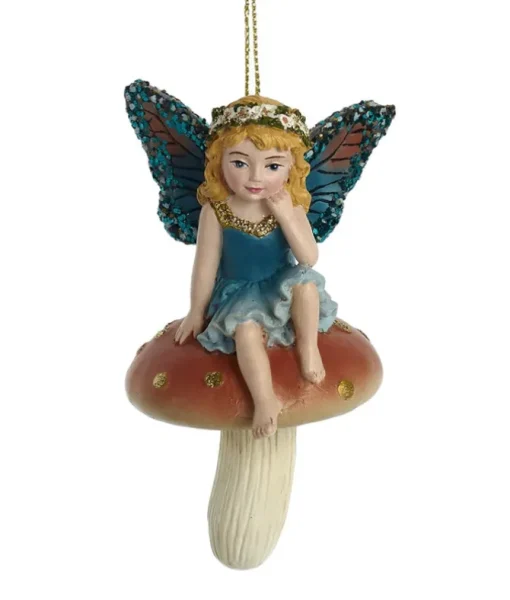 Ornement, fée aile de papillon, sur champignon