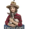 Ornement, fille de ferme ouvrière, avec chèvre