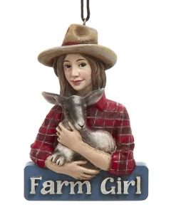 Ornement, fille de ferme ouvrière, avec chèvre
