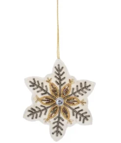 Ornement, flocon de neige avec garniture de perles.