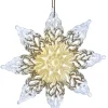 Ornement, flocon de neige acrylique transparent avec des accents dorés