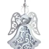 Ornement, forme d'ange aux ailes scintillantes, portant un cor d'harmonie