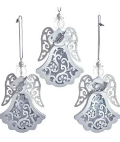 Ornement, forme d'ange aux ailes scintillantes, portant une trompette