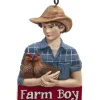 Ornement, garçon de ferme, avec poules