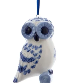 Ornement hibou bleu delft
