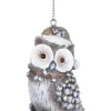 Ornement, hibou en forme de pomme de pin argentée