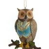 Ornement, hibou enchanté en gilet bleu